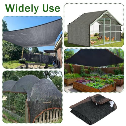 19.7 * 6.6 FT Chicken Coop Cover UV 90% Shade Cloth Kit for Block Summer Sun Protection Cages Cover - Extra Length Shade Netting for Full Roof Coops, Outdoor Garden Patio Yard Plants Chicken Run Pen