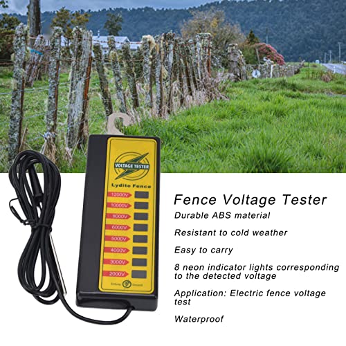FLEXMAN Electric Fence Voltage Tester, Portable 8 Indicate Lights Fence Fault Finder, 2000V to 12000V Measuring Range Voltage Meter for Farms, Home Gardens