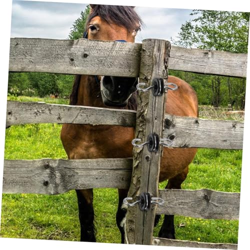 Happyyami 4pcs Electric Fence Gate Handle with Insulator Durable and Weather-Resistant Conductive Spring Hooks for Cattle Farm and Garden Fencing Installation