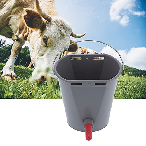 flexman 8L Cow Feeder Bucket, Lamb Milk Feed Bucket with Nipples Check Valves, Sheep Milk Feeding Bucket with Lifting Handle for Farms Livestock (for Cattle) - size: For cattle
