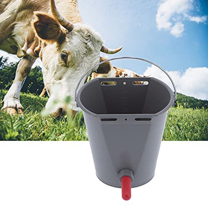 flexman 8L Cow Feeder Bucket, Lamb Milk Feed Bucket with Nipples Check Valves, Sheep Milk Feeding Bucket with Lifting Handle for Farms Livestock (for Cattle) - size: For cattle
