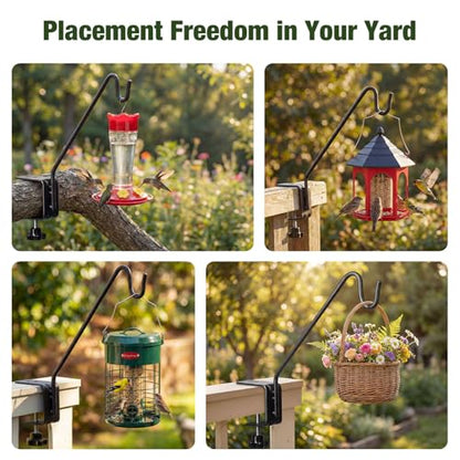 Kingsyard Middium Heavy Duty Deck Hook - 10 inch Metal Deck Railing Hooks for Hanging Bird Feeders, Planters, Suet Baskets, Lanterns, Wind Chimes - size: 10" Clamp Mounted