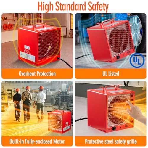 DR. INFRARED HEATER DR-988 240V Electric Industrial Garage, Workshop, Warehouse, Construction Heater, 5600W, Thermostat 37-113 °F, Portable, Wall Ceiling Mount - size: 16 Inches