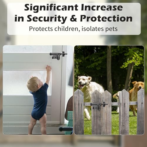 Heavy Duty Gate Latch with Padlock Hole for Outdoor Fence | Metal Thickened Slide Bolt Latch, Left or Right-handed Use, Fit Wooden Fence/Shed Door/Barn Doors