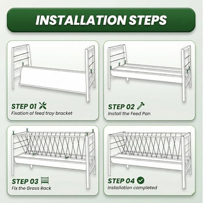100 Gallons Heavy-Duty Goat Hay Feeders with Detachable Grain Tray, Anti-Rust Horse Trough, Galvanized Steel Hay Feeder for Goats/Sheep/Horse/Cow, No Need for Maintenance/Easy to Assemble