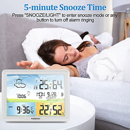 Weather Station Wireless Indoor Outdoor Home Weather Stations with Atomic Clock, Digital Weather Thermometer, Temperature Humidity Monitor Weather Forecast Stations with Moon Phase
