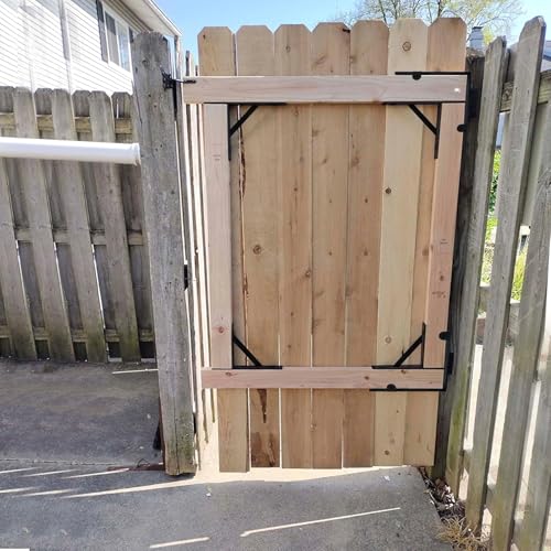 Gate Frame Fence Kit Heavy Duty No Sag Gate Corner Brace Bracket with Gate Latch Anti Sag Gate Kit for Wooden Fences Driveway Gates Shed Doors Corral Gates 1 Set - size: 1 set