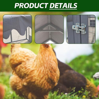 Endark 110" Large Walk-in Chicken Coop Enclosure with Platforms and Waterproof Cover - Spacious Outdoor Yard Farm Poultry Cage with Durable Wood Construction and Rain Protection Brown (Grey) - color: Grey