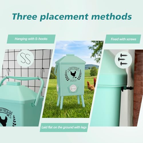Tgeyd 21LB Automatic Chicken Feeder with Legs,Peak Roof Gravity Feeding Ports and Anti-Perching Roof,No Waste Poultry Food Including Chicken Feed