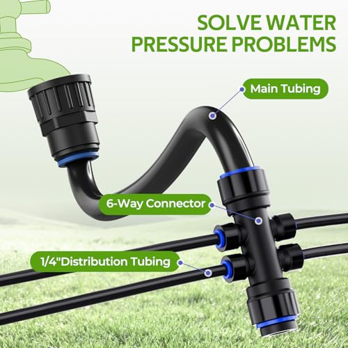 HIRALIY 50FT Drip Irrigation Kit with Garden Water Timer-2 Zone, Automatic Garden Watering System for Raised Bed, Quick Connect Design, Irrigation System for Plant Patio