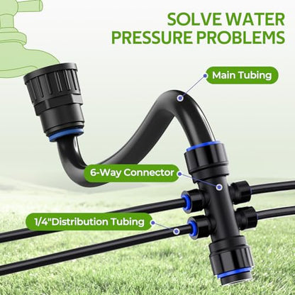 HIRALIY 50FT Drip Irrigation Kit with Garden Water Timer-2 Zone, Automatic Garden Watering System for Raised Bed, Quick Connect Design, Irrigation System for Plant Patio