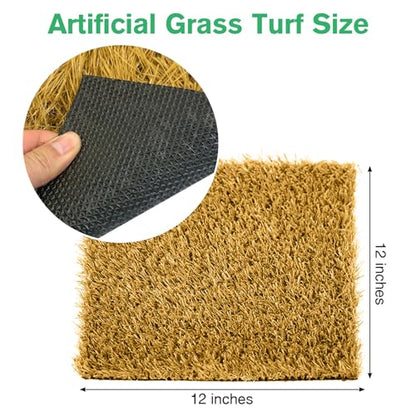 Hamiledyi 12"x12" Chicken Nesting Pads 6Pcs Washable Chicken Coop Bedding Laying Artificial Grass Rug Carpet Synthetic Turf Mat Garden Lawn Indoor/Outdoor Bedding for Chicken Hen Small Pets(Brown) - size: 6 Pcs Brown