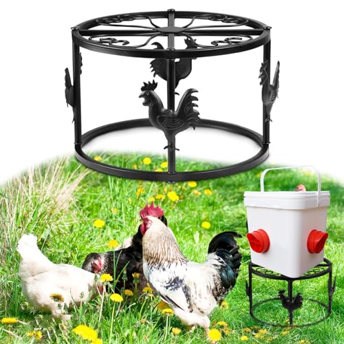 Metal Stand for Chicken Feeder Waterer, Heavy Duty Chicken Water Stand Holder, Iron Chicken Feeder Buckets Barrels Support Rack for Coop Poultry Indoor Outdoor (Black 1pc) - color: Black 1pc