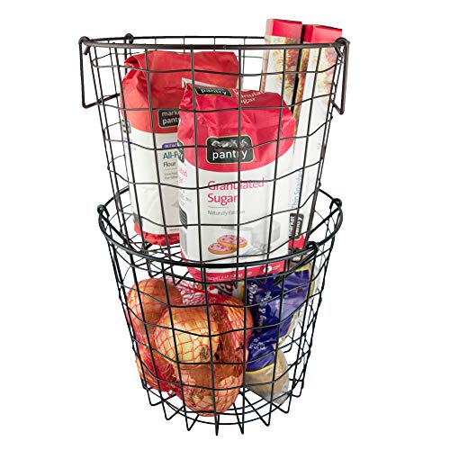 DII Metal Wire Mesh Stackable Utility Storage Bin, Small Round, 12x12x10", Bronze - color: Bronze, size: 12 x 12 x 10 inches