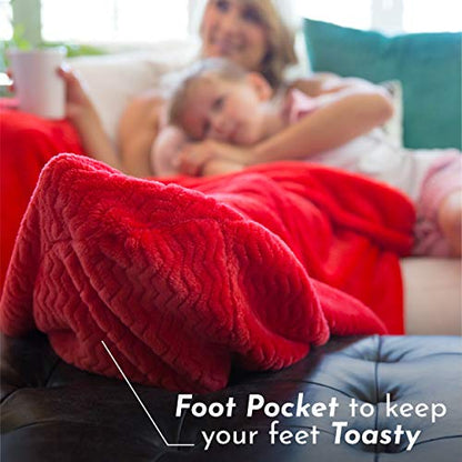 PediPocket Patented Foot Pocket Blanket – 50” x 70” with 20” Deep Foot Pocket, Plush Velvety Fleece Blanket, Everyday Luxurious Comfort, Machine Washable,Gift Idea – Black Cherry (Non-Electric) - color: Black Cherry