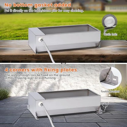 Automatic Large Dog Water Bowl Dispenser Outdoor Stainless Steel Automatic Livestock Water Trough Large Capacity Auto Fill Dog Waterer with Float Valve, for Chicken Geese Duck Goat Pig - size: 2 Gal