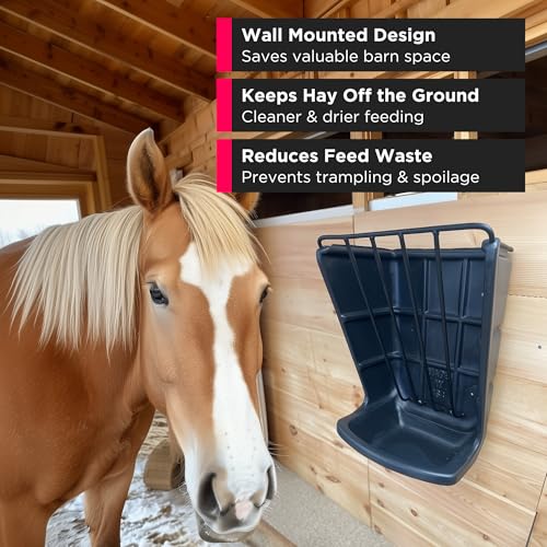 Scenic Road Wall Mount Hay and Grain Feeder for Horses, Cow, Goat, Pig, Sheep, Livestock & Cattle – Heavy Duty Steel Hay Holder, Wall Mount Rack, Hay Feeder, Easy to Install (Model SRPF)