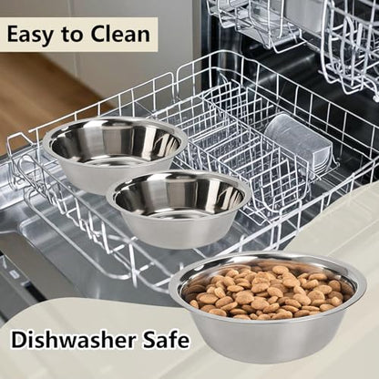 kathson 2 Pack Stainless Steel Dog Bowls, Dog Water and Food Bowl Set, Metal Puppy Bowls, Pet Dishes for Small Dogs and Cats - color: Silver, size: 4cups