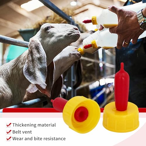 20-PCS Goat Nipples Nipple Soft Rubber Pacifier for Feeding Pup Foal Calf Small Animal Screw On Sprite Coke Soda Bottle (Yellow) - color: yellow
