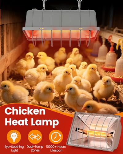 300W Dual-Mode Heat Lamp for Chickens - Long-Lasting Chicken Coop Heater & Chick Brooder Kit Companion, Safe Design with 7.87ft Cord for Poultry, Ducks, and Other Livestock - size: 300W-7.8"x 5.5"x 3.9"