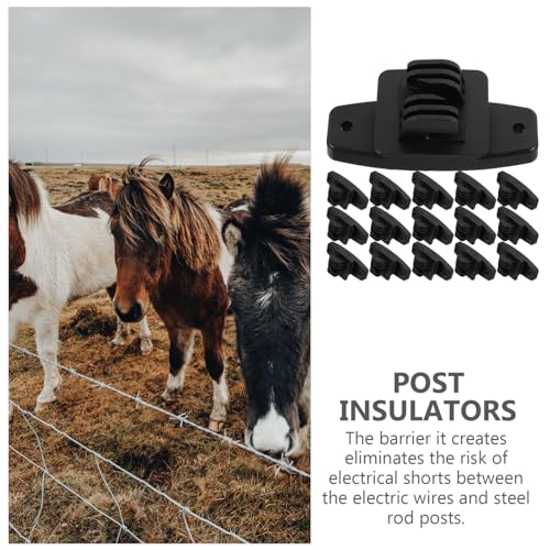 BESTonZON 50pcs Insulator Accessories Outdoor Electric Fence Insulators Replacement Fence Insulators Electric Fence Post Insulators Fence Wire Fasteners Insulators for Wire Farming Black Pp
