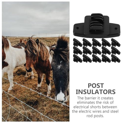 BESTonZON 50pcs Insulator Accessories Outdoor Electric Fence Insulators Replacement Fence Insulators Electric Fence Post Insulators Fence Wire Fasteners Insulators for Wire Farming Black Pp