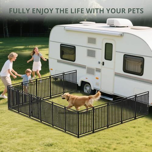 Dog Fence Outdoor Indoor, 40" Inch Height 40 Panels Dog Playpen for Large/Medium/Small Dogs Metal Dog Pen for Yard Camping and RV | Black-Silver,Patented - size: 40" height, style: 40 Panels
