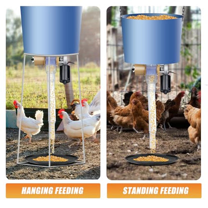Timed Automatic Chicken Feeder 16 Groups of Timer & Quantitative Poultry Feeders Auto Gravity Food Dispenser Kit for Chicken Rooster Dog Duck Cat Bird Chicken Coop