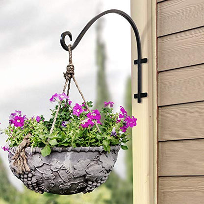 AJART Plant Hanger Bracket Outdoor: 16-Inch Metal Bird Feeder Wall Hook - Heavy Duty Plant Hanger Hooks for Hanging Flower Baskets - size: 16 Inch, style: Plant Hanging Hook