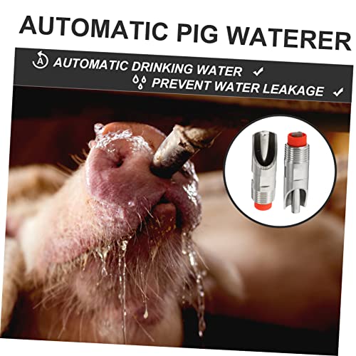 POPETPOP Automatic Pig Nipple Waterer Livestock Water Trough for Pigs Stainless Steel Waterer Pcs Set Easy to Use Maintain