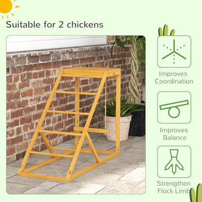 PawHut Chicken Activity Play for Healthy & Happy Animals, Swing Set with Chicken Perches & Hen Ladder, Chicken Coop Toy, Yellow - color: Yellow