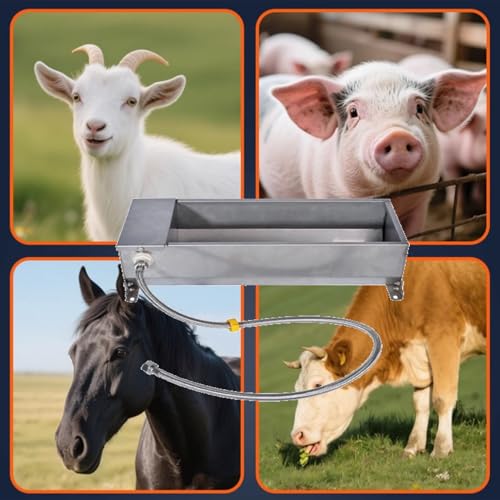 Stainless Steel Cattle Drinking Bowl, Heavy Duty 2 Gallon Livestock Water Trough, Portable Farm Animal Feeding Rack For Chicken Cattle