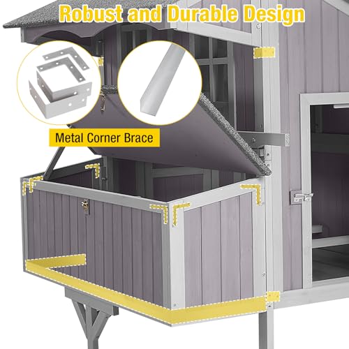 Aivituvin Chicken Coop Mobile Outdoor Hen House with Large Wheels Durable Wooden Poultry Cage with 3 Nesting Box for 2-6 Chickens 51.5’’ (51.57'' × 41.02'' × 51.18'') - size: 51.57'' × 41.02'' × 51.18''