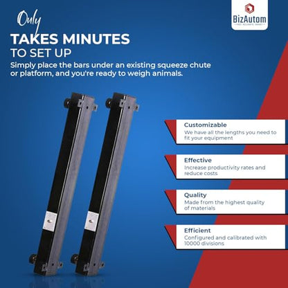 10000lb Load Bar Scale Set for Cattle, Hog, Pig, Goat, Sheep, Alleyway, Chute and Cage Scale | Two Weigh Bar and One Indicator Set (30") - size: 30"