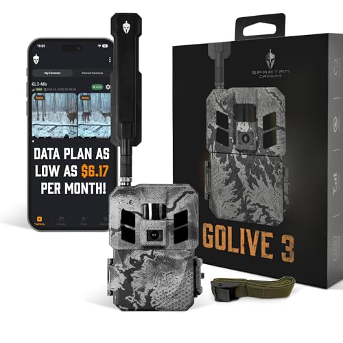 Spartan Camera GoLive3 Best Hunting Trail Camera, Live Streaming, 96° Wide Angle, Motion Activated, On-Demand FHD Photos and 1080p Videos, Built-in Lithium Battery, Blackout IR Flash,GPS, Weatherproof - size: AT&T