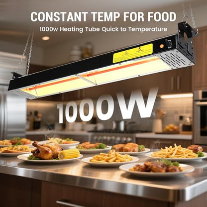 36-Inch Food Heat Lamp - 1000W Commercial Food Warmer Lamp Overhead Stainless Steel Catering Heat Lamps Electric Strip Heater for Restaurant Buffet Parties Kitchen, Black 115V - color: Black, size: 36 Inch