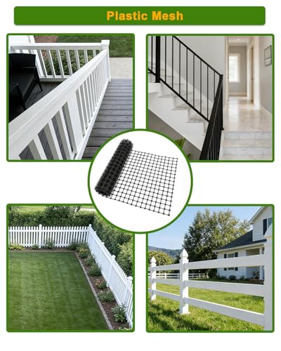 Plastic Chicken Wire Mesh Fence Roll - Black 16IN * 10FT Multi-Use Garden & Poultry Netting, Animal Barrier for Pets, Plants, Patio,Balcony, Snow Fencing & Temporary Indoor and Outdoor Use - size: 16IN * 10FT