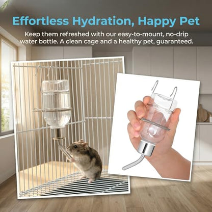 YARNOW Guinea Pig Water Bottle 2 Pcs, 6.35 oz Hanging Small Animal Water Bottle with Stainless Steel Tube for Rabbits, Hamsters and Chinchillas - size: 22.00X5.00X5.00CM