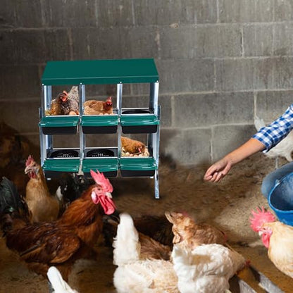 Chicken Nesting Boxes for Chickens,6 Hole Metal Roll Away Nest Box for Chicken Coop,Chickens Laying Egg, Lid Cover to Protect Eggs,Easy Egg Collection,Hen Roosting Boxes