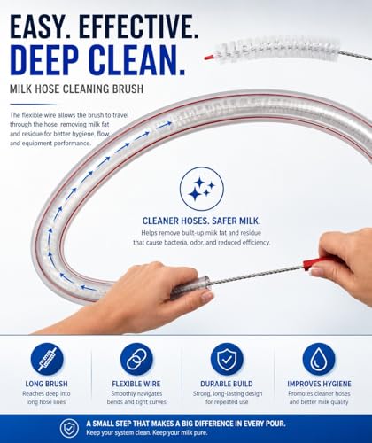 Premium Food-Grade Milk Hose, Clear, BPA Free, Flexible Tubing with 59-Inch Cleaning Brush for Dairy Applications (1/2" Milk Hose and Pulsator Hose + Brush) - size: 1/2" Milk Hose and Pulsator Hose + Brush