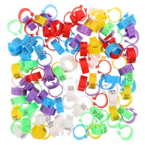 BESPORTBLE 120pcs Numbered Chicken Leg Bands: Multi-Color Poultry Identification Rings - Clip- Marker Tools for Chickens Ducks & Geese