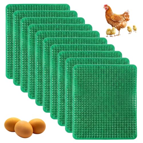 Yalikop 10 Pcs Chicken Nesting Pads Washable 13.8 * 11.6 Nesting Box Pads for Chickens Coop Artificial Grass Rug Accessories Plastic Grass Mat for Chicken Coop Accessories(Green) - color: Green