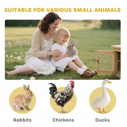 PawHut 83" L Outdoor Rabbit Hutch with Double Runs, Large Guinea Pig Cage Indoor, Wooden Bunny Hutch with Weatherproof Roof, Removable Tray, Ramps, Gray - color: Gray