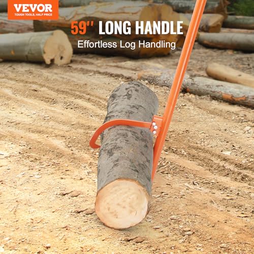 VEVOR 59'' Felled Cant Hook Logging Tool, Adjustable Heavy Duty Steel Log Roller, Log Lifter Timber Jack with Rubber Grip, Forestry Logging Tools for Lifting and Handling Logs up to 32" Dia - size: Cant Hook 59''