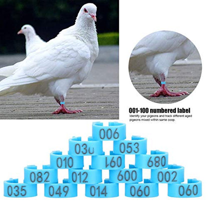 Gavigain 8mm Pigeon Leg Bands 0-100 Numbers Chicken Identification Leg Bands for Bantam Finch Dove Lovebird Coturnix Quail (Blue) - color: Blue