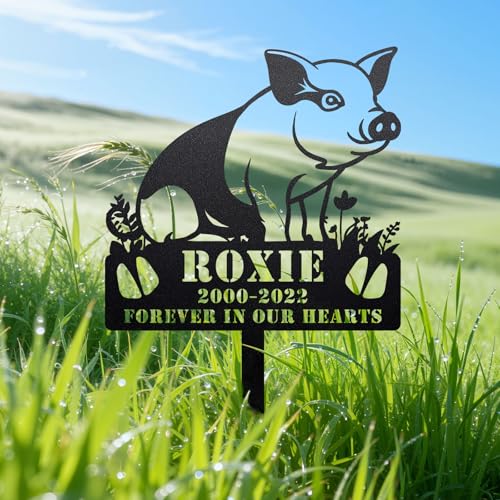 Startop Personalized Pig Memorial Plaque – Custom Metal Pet Grave Marker for Outdoor Garden & Yard, Pig Memorial Stone for Loss of Pet, Sympathy Gift for Pig Lovers Pig4 - color: pig04, size: Pig