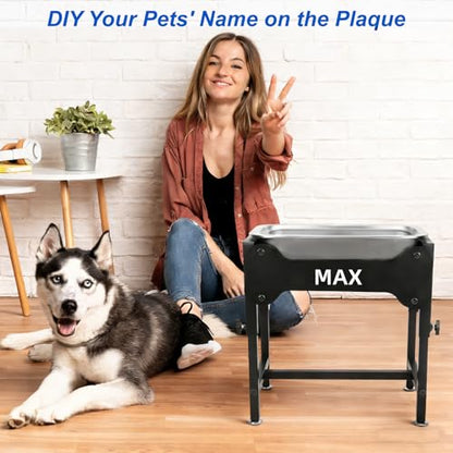 YUEPET 1.25 Gallon Elevated Dog Water Bowl for Medium Large Dogs Stainless Steel Dog Bowl with 4 Heights Adjustable Metal Anti-Slip Stand Pet Bowl for Joint Pressure Relief Indoor Outdoor Use - size: 1.25 Gallon