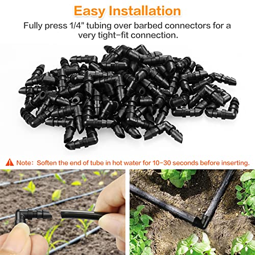 Gardrip Drip Irrigation Elbow Fittings：50 Pieces Barbed Elbow Irrigation Parts with Sharp End Fits for 1/4 Inch Irrigation Tubing Drip Line Elbow Connectors for Garden Lawn Irrigation System - color: Elbow-50P