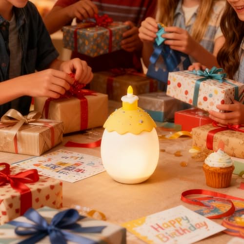 Silicone Night Light for Kids, Egg Baby Nursery Night Lamp with 3-Level Dimming & 30-Min Timer, Portable nightlight for Kids Bedroom,Birthday Cake-Shaped Night Light - color: White-Birthday Cake