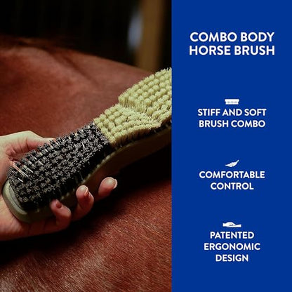 WAHL Professional Animal Equine Grooming Combo Body Horse Brush - Black - color: Black/Beige